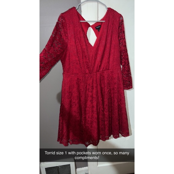 Torrid Bright red lace dress size 1 - Picture 3 of 3